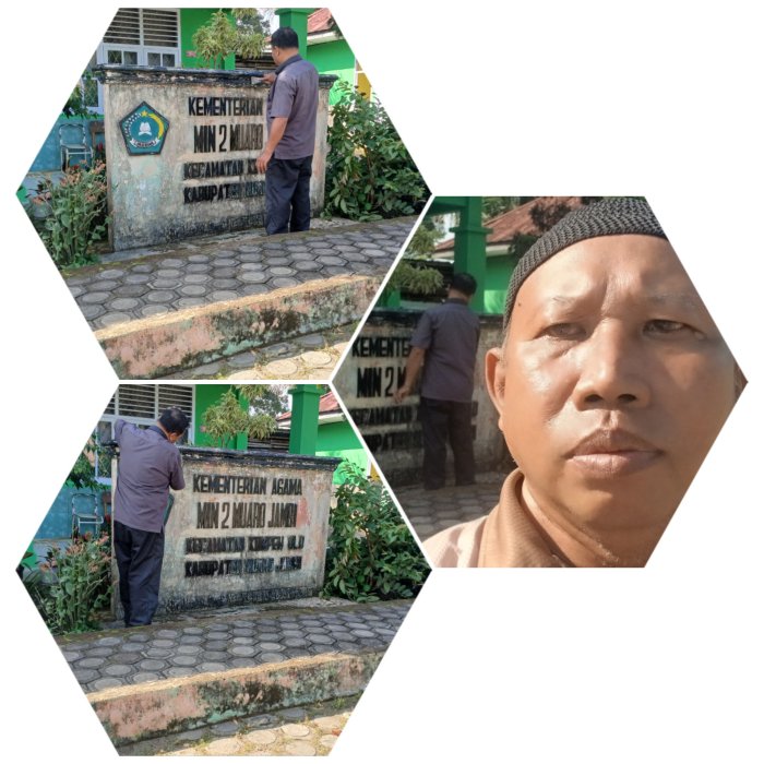 Staf Dan Operator MIN 2 Muaro Jambi Rutin Bersihkan Papan Nama Madrasah Staf Dan Operator MIN 2 Muaro Jambi Rutin Bersihkan Papan Nama Madrasah