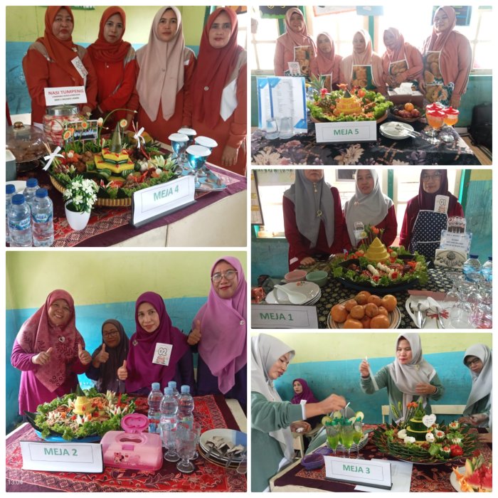 Tiga Guru MIN 2 Muaro Jambi Ikuti Lomba Nasi Tumpeng Hut Guru