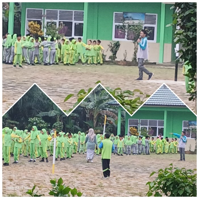 Wali Kelas MIN 2 Muaro Jambi Siapkan Peserta Senam Rabu Pagi.