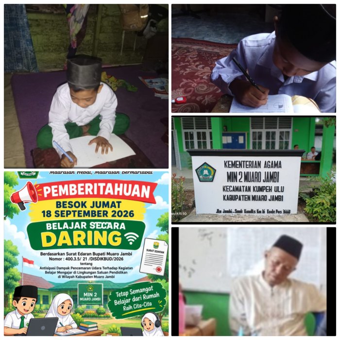 Siswa kelas 4B Ikuti Pembelajaran Secara Daring di MIN 2 Muaro Jambi Akibat Kabut Asap Siswa kelas 4B Ikuti Pembelajaran Secara Daring di MIN 2 Muaro Jambi Akibat Kabut Asap