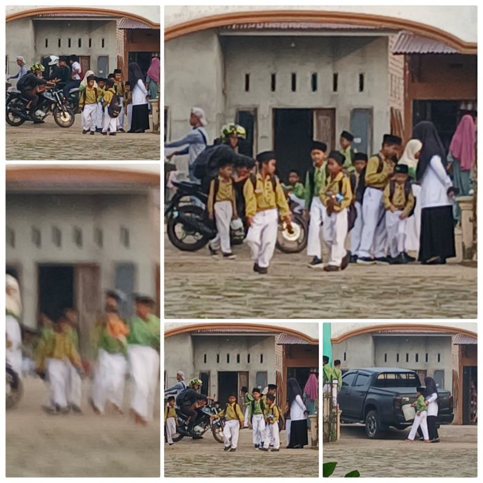 Muspidah Guru piket  Menyambut Kehadiran Siswa Min 2 Muaro Jambi Di Gerbang