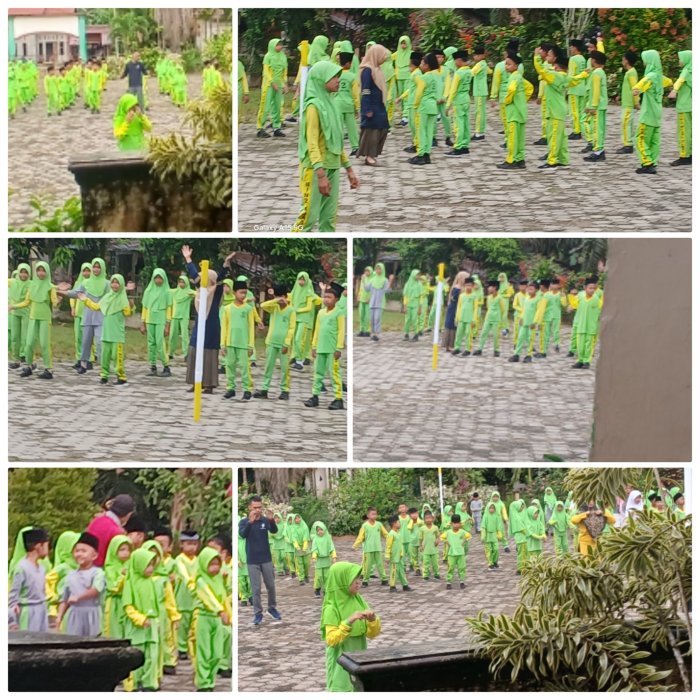 Wali kelas MIN 2 Muaro Jambi Siapkan Siswa Ikuti Senam Ceria
