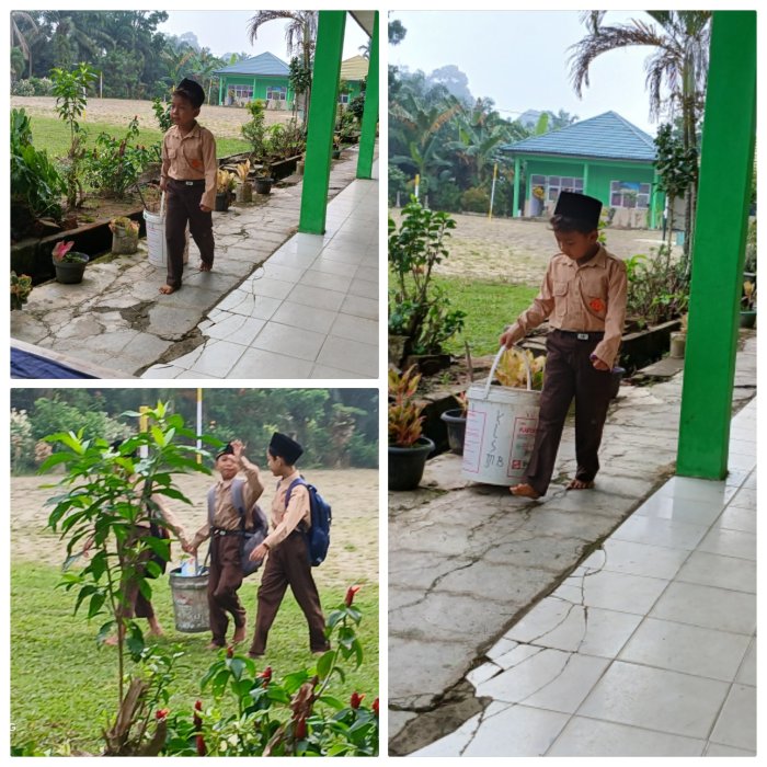 Siswa MIN 2 Muaro Jambi Rutin Pungut Sampah di Sekolah