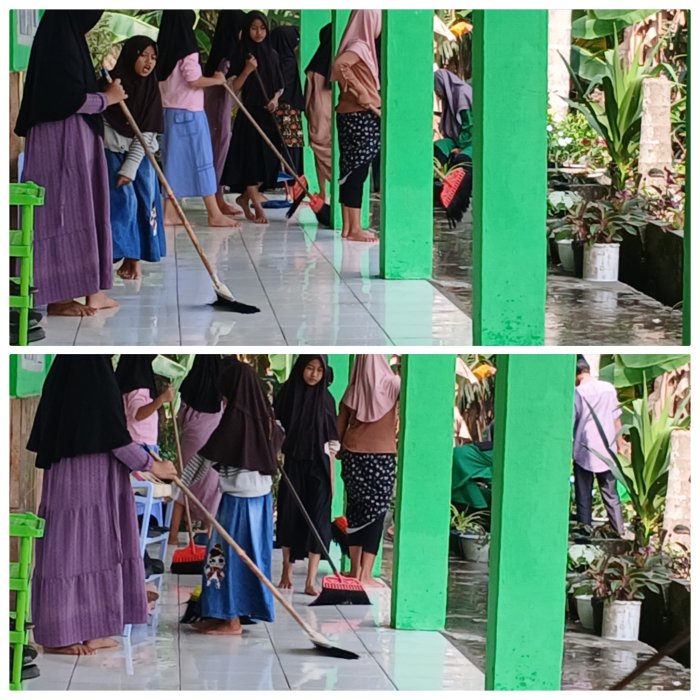 Siswa Kelas 5A MIN 2 Muaro Jambi Rutin Gelar Aksi Bersih Pagi