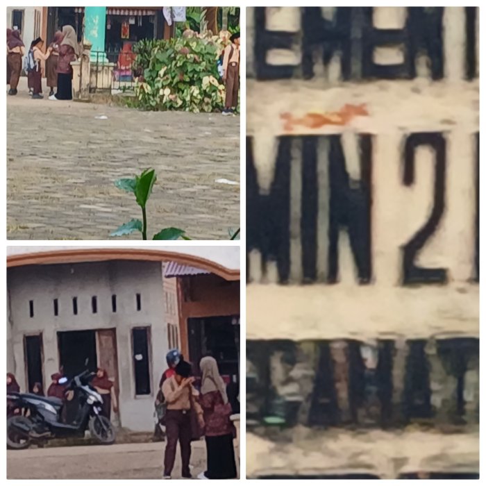 Ruslawati  Guru Piket MIN 2 Muaro Jambi Sambut Siswa di Gerbang Madrasah