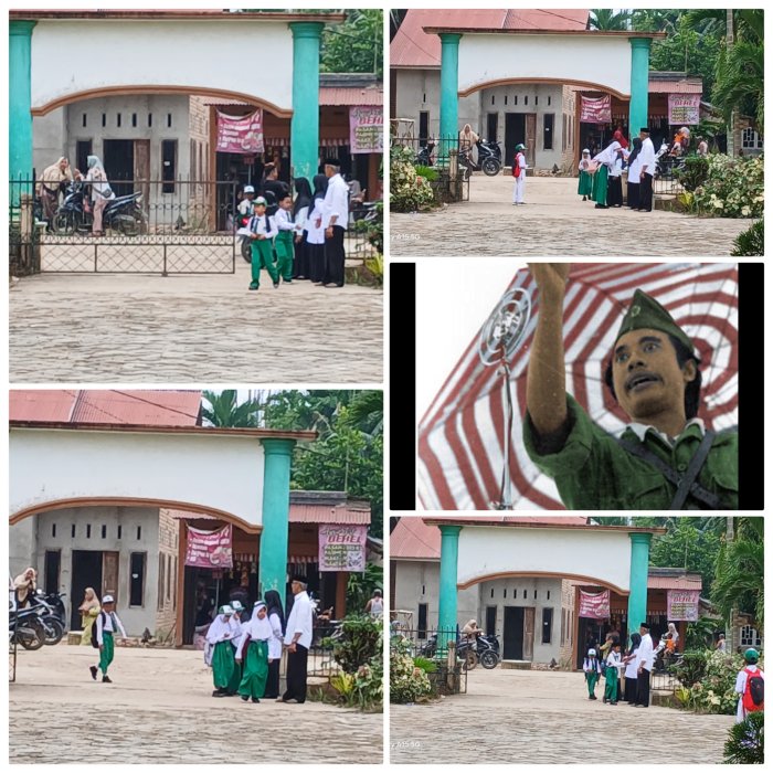 Guru Piket dan Staf MIN 2 Muaro Jambi Sambut Siswa di Gerbang