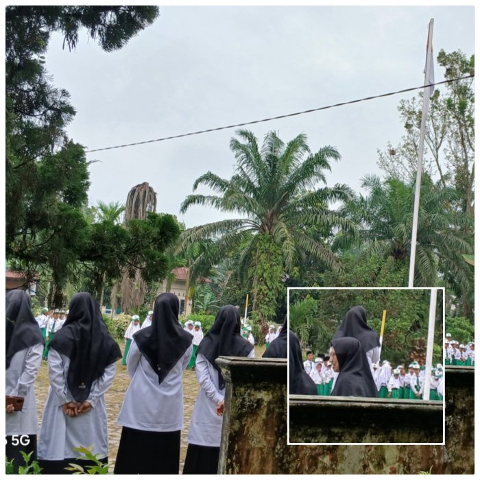 Wakil Kepala Kurikulum MIN 2 Muaro Jambi dalam amanatnya  Minta Maaf di Apel Pagi