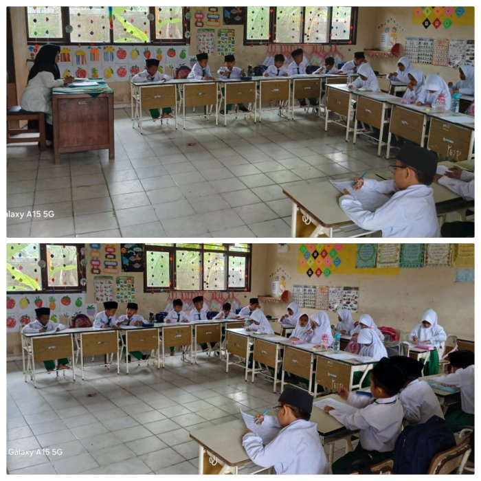 Yerlina Awasi Ujian Kelas 1B Hari Keenam di MIN 2 Muaro Jambi