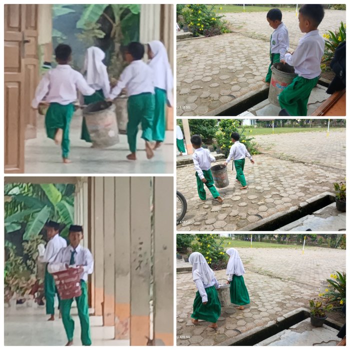 Siswa MIN 2 Muaro Jambi Aktif Jaga Kebersihan Sekolah