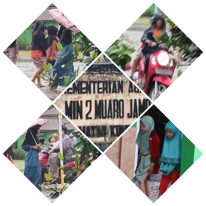Siswa MIN 2 Muaro Jambi Tetap Belajar Meski  pulang lebih awal karena Banjir