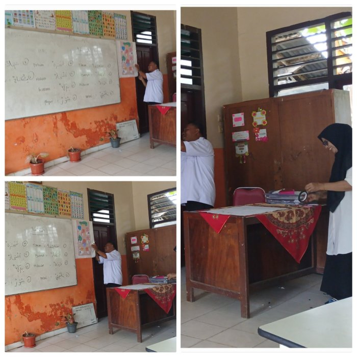 Ruslawati dan Zamroni Hias Kelas 3B Min 2 Muaro Jambi