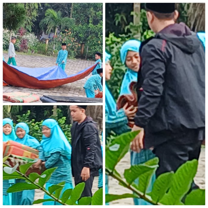 Guru Piket Bimbing Siswa Bersihkan Lingkungan MIN 2 Muaro Jambi