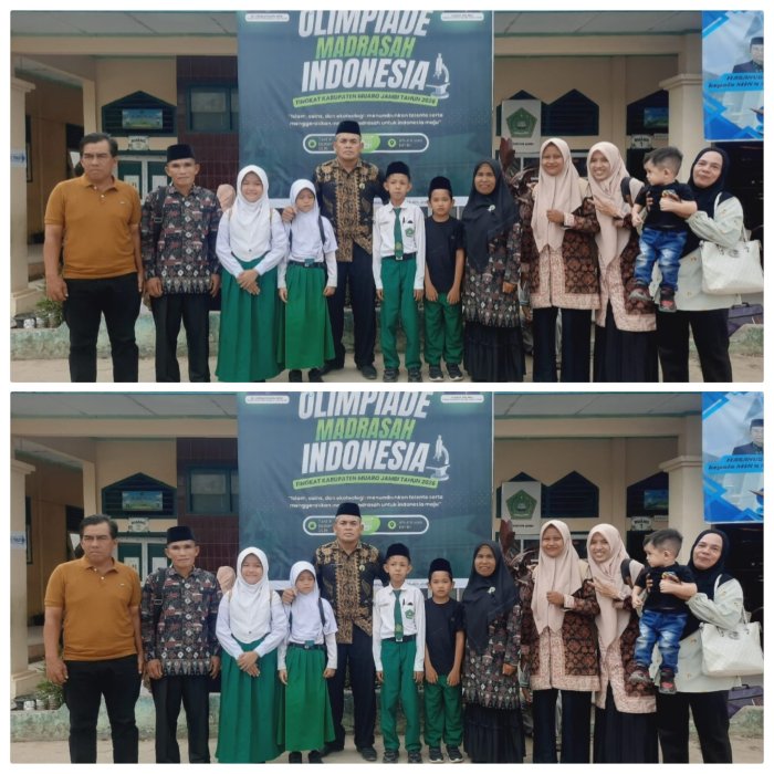 Peserta Dan Kamad MIN 2 Muaro Jambi Abadikan Momen Usai Olimpiade Madrasah