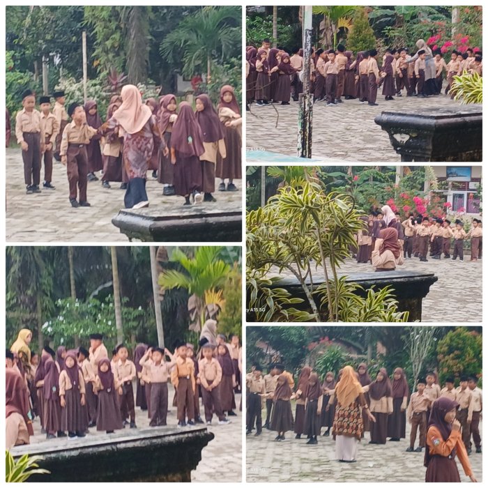 Guru MIN 2 Muaro Jambi Dampingi Siswa Senam Pagi