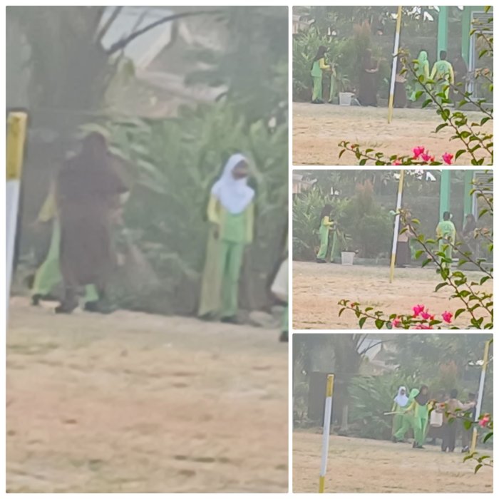 Siswa MIN 2 Muaro Jambi Tetap Jaga Kebersihan Saat Kabut Asap