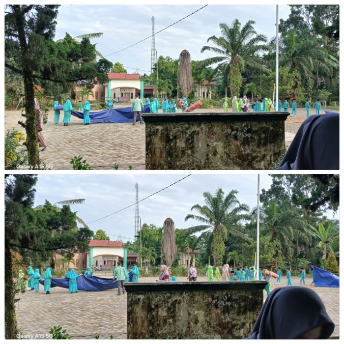 Staf MIN 2 Muaro Jambi Siapkan Tikar untuk Yasinan Jumat