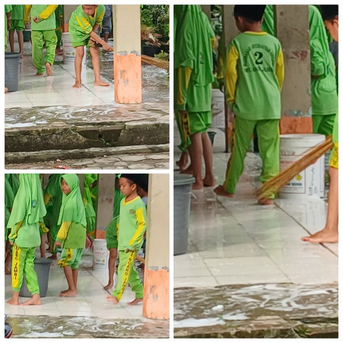 Siswa MIN 2 Muaro Jambi Lakukan Gotong Royong Sekolah